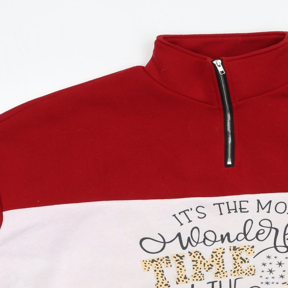 SheIn Womens Red  Jersey Pullover Sweatshirt Size L  - its the most wonderful time of the year