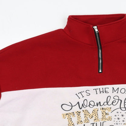 SheIn Womens Red  Jersey Pullover Sweatshirt Size L  - its the most wonderful time of the year