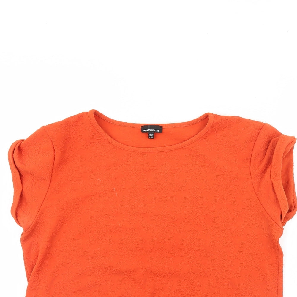 Womens UK Size 14 Warehouse Orange Basic Blouse
