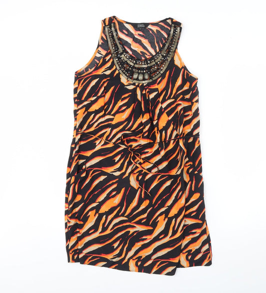 Julien Macdonald Womens Black Animal Print  Shift  Size 12