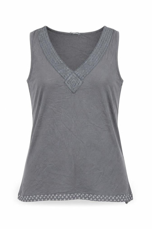 Front view of Be yours women’s grey basic tank, size UK 14