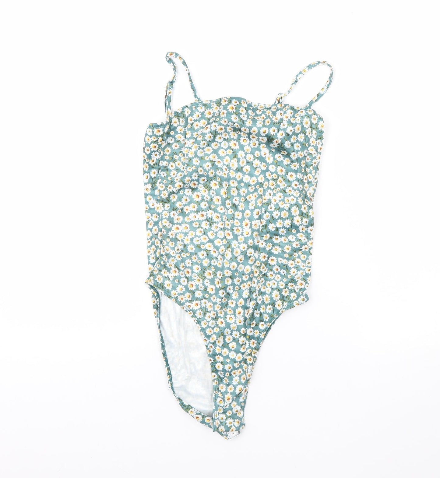 SheIn Womens Green Floral  Bodysuit One-Piece Size XS