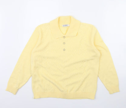 Lizzi Clarke Womens Yellow   Henley Jumper Size L