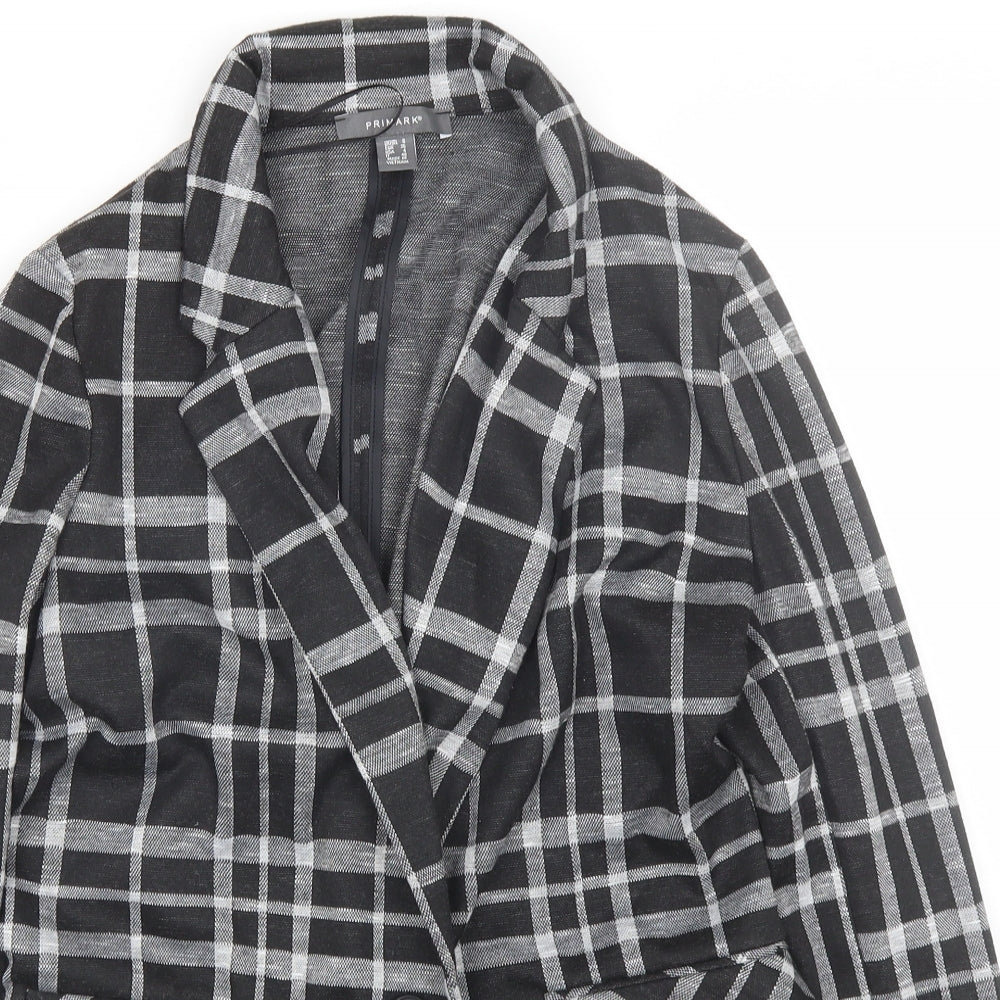Primark Womens Black Plaid  Jacket Suit Size 8