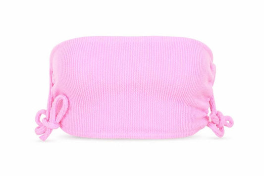 Front view of Boohoo women’s pink cropped tank, size UK 12