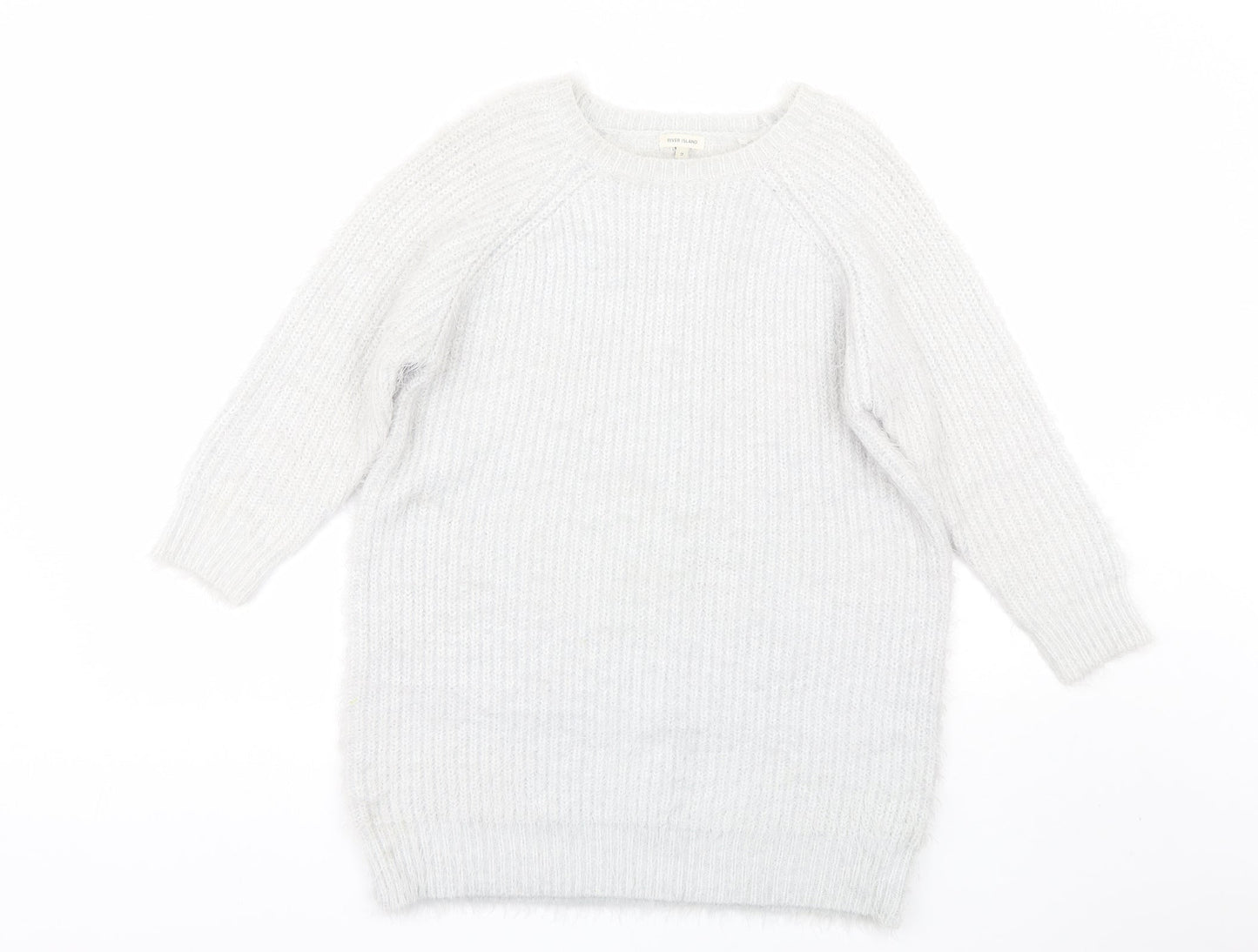 Womens UK Size 8 River Island Silver Pullover Jumper