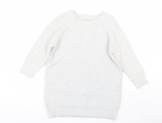 Womens UK Size 8 River Island Silver Pullover Jumper