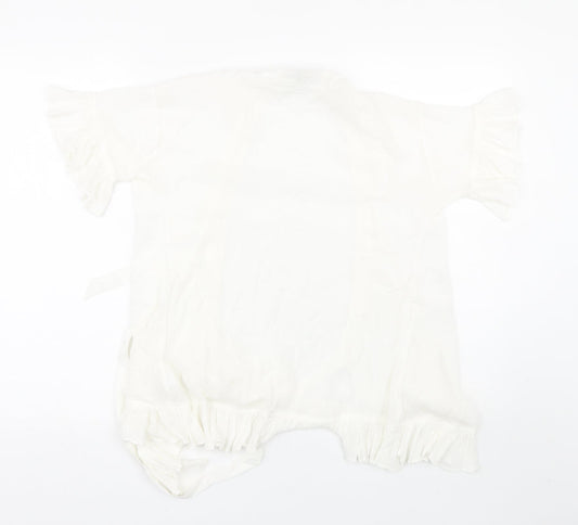 Womens UK Size S Lost ink White Basic Blouse