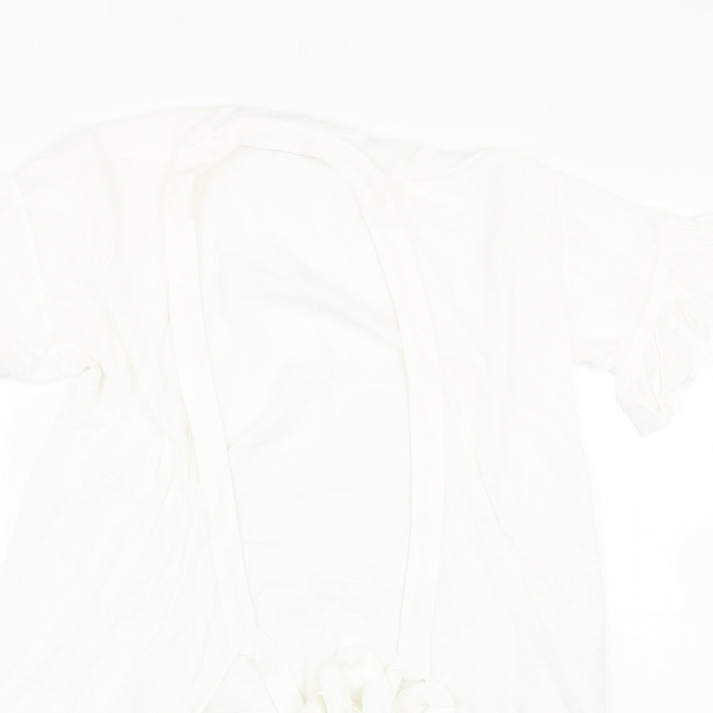 Womens UK Size S Lost ink White Basic Blouse