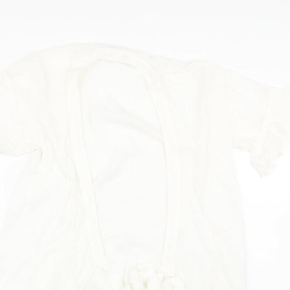 Womens UK Size S Lost ink White Basic Blouse