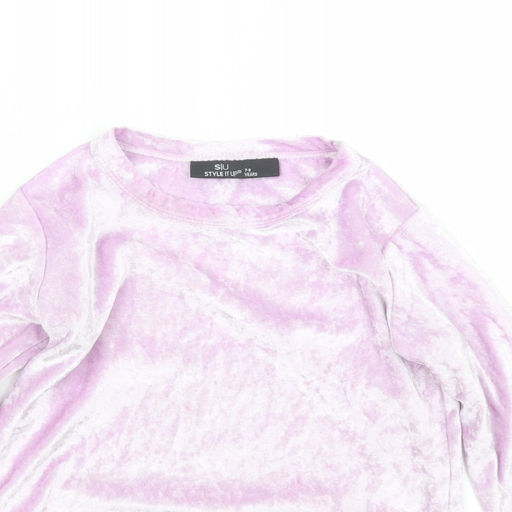 Style it up Girls Purple  Velour Basic T-Shirt Size 7-8 Years