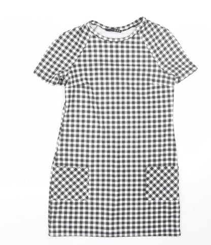 Atmosphere Womens Black Check  T-Shirt Dress  Size 10