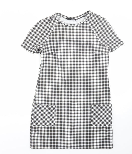 Atmosphere Womens Black Check  T-Shirt Dress  Size 10