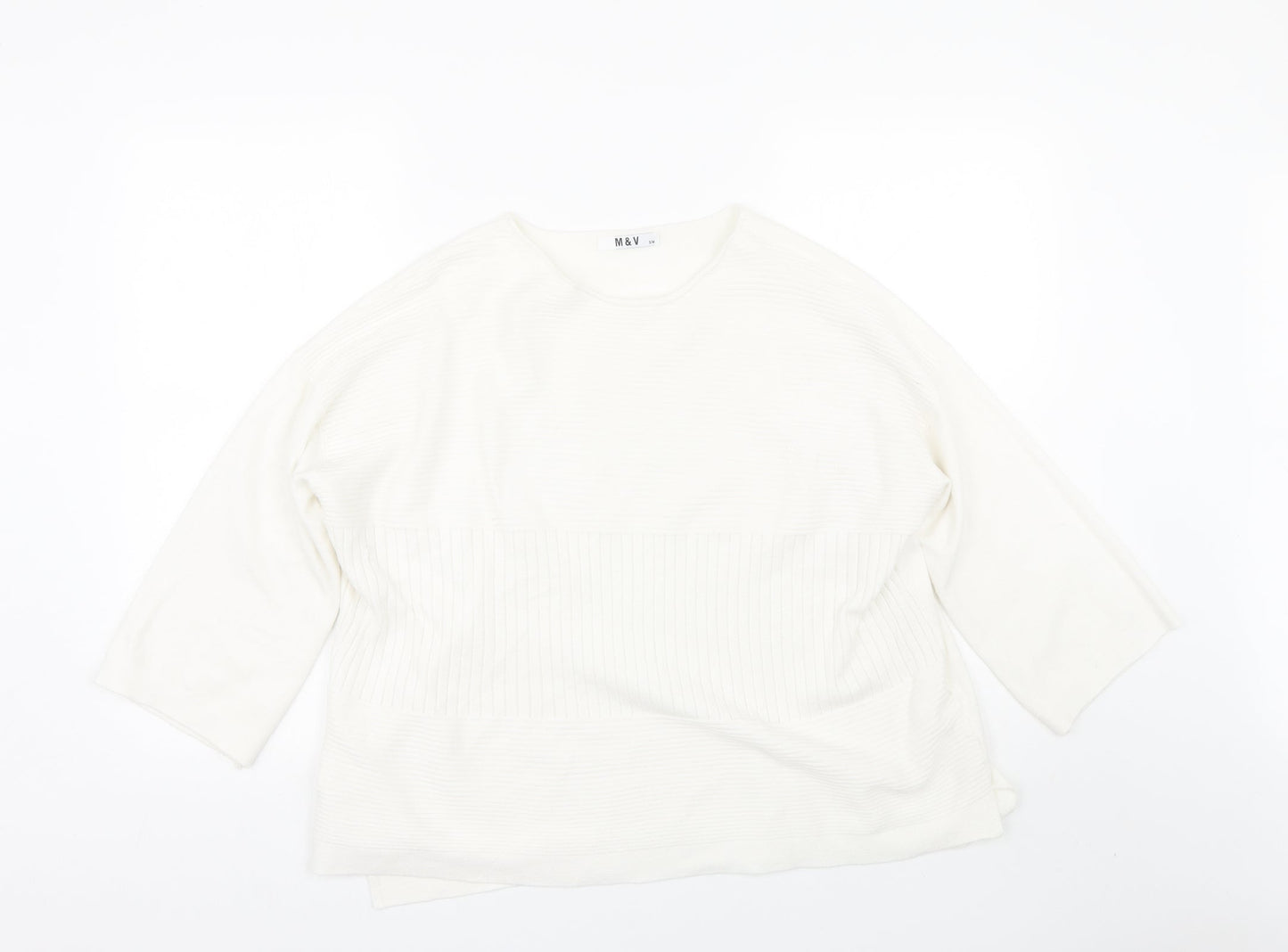 M&V Womens White   Basic T-Shirt Size S