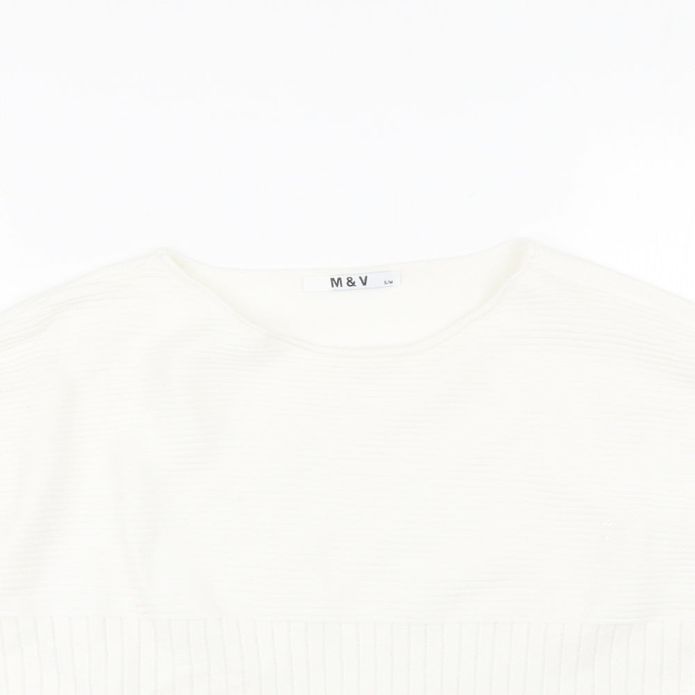 M&V Womens White   Basic T-Shirt Size S