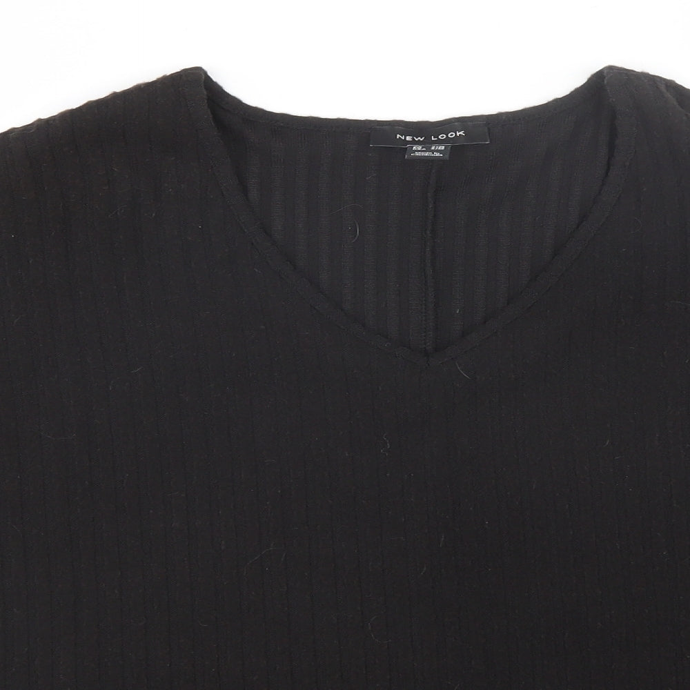 New Look Womens Black Striped  Basic T-Shirt Size S