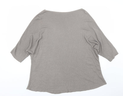 Womens UK Size L Preworn Grey Basic T-Shirt