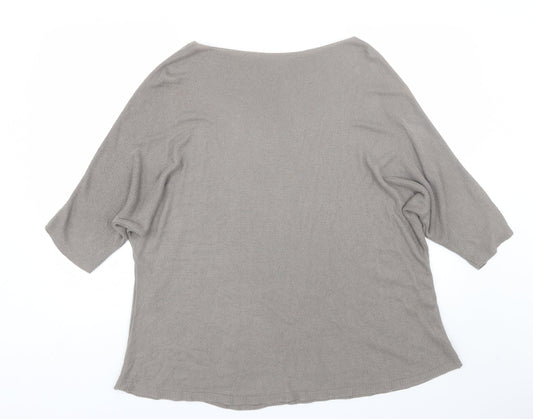 Womens UK Size L Preworn Grey Basic T-Shirt