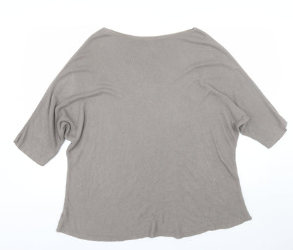 Womens UK Size L Preworn Grey Basic T-Shirt