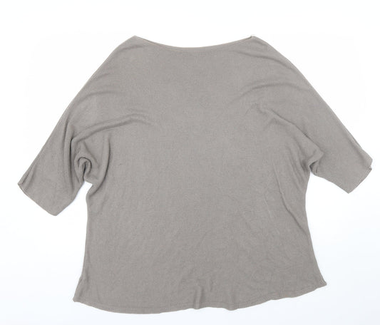 Womens UK Size L Preworn Grey Basic T-Shirt