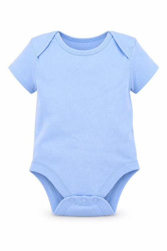 Front view of Primark Baby Blue Romper One-Piece, size 6-9, Months