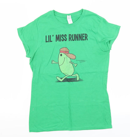 Womens UK Size M Gildan Green Basic T-Shirt