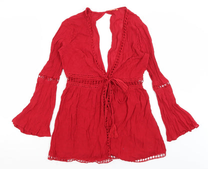 Womens UK Size S River Island Red Shrug Jumper