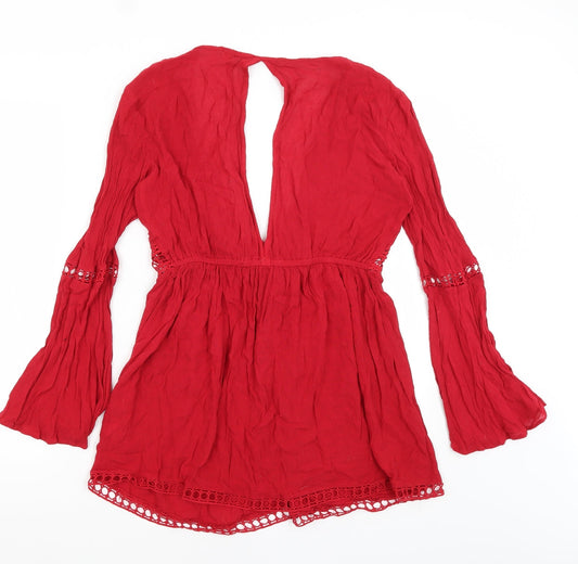 Womens UK Size S River Island Red Shrug Jumper