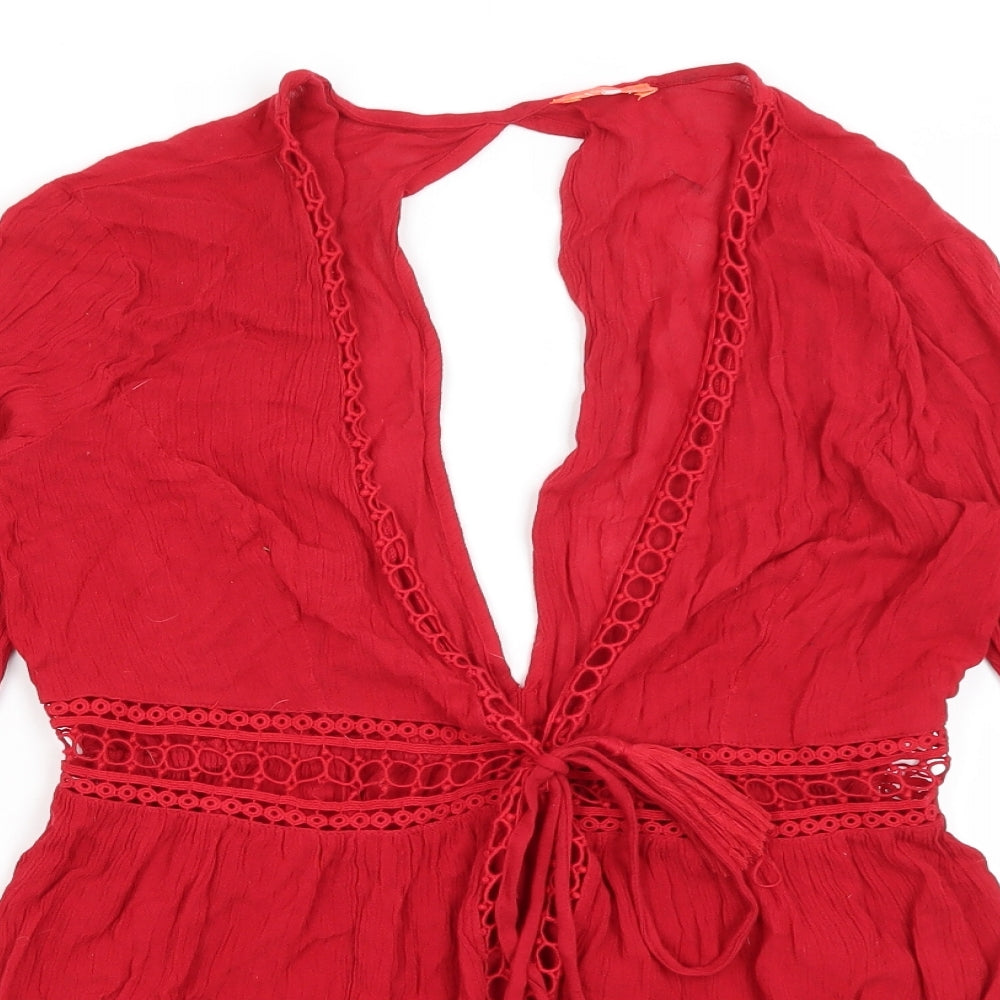 Womens UK Size S River Island Red Shrug Jumper