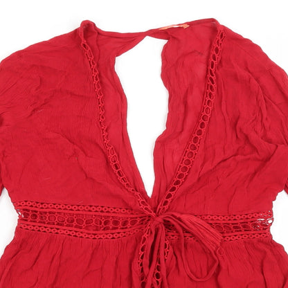 Womens UK Size S River Island Red Shrug Jumper