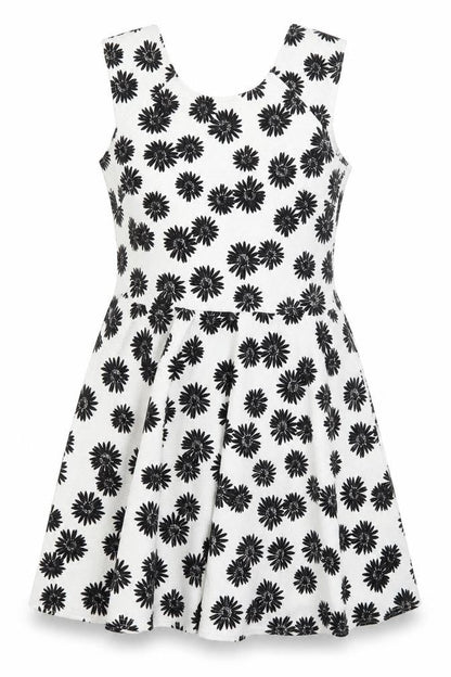 Front view of Club L women’s white floral fit & flare, size UK 12