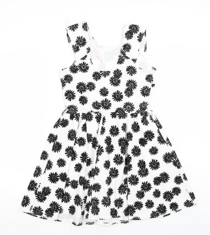 Club L Womens White Floral  Fit & Flare  Size 12