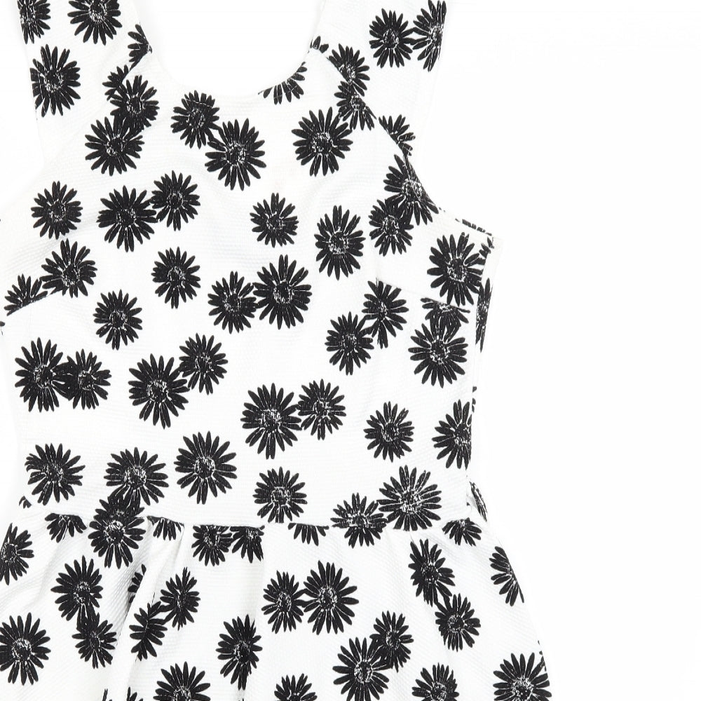 Club L Womens White Floral  Fit & Flare  Size 12