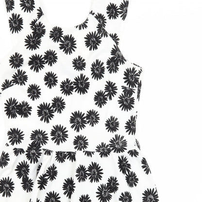 Club L Womens White Floral  Fit & Flare  Size 12