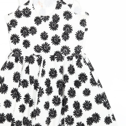 Club L Womens White Floral  Fit & Flare  Size 12