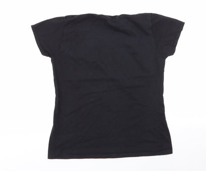 Womens UK Size L Fruit of the Loom Black Basic T-Shirt