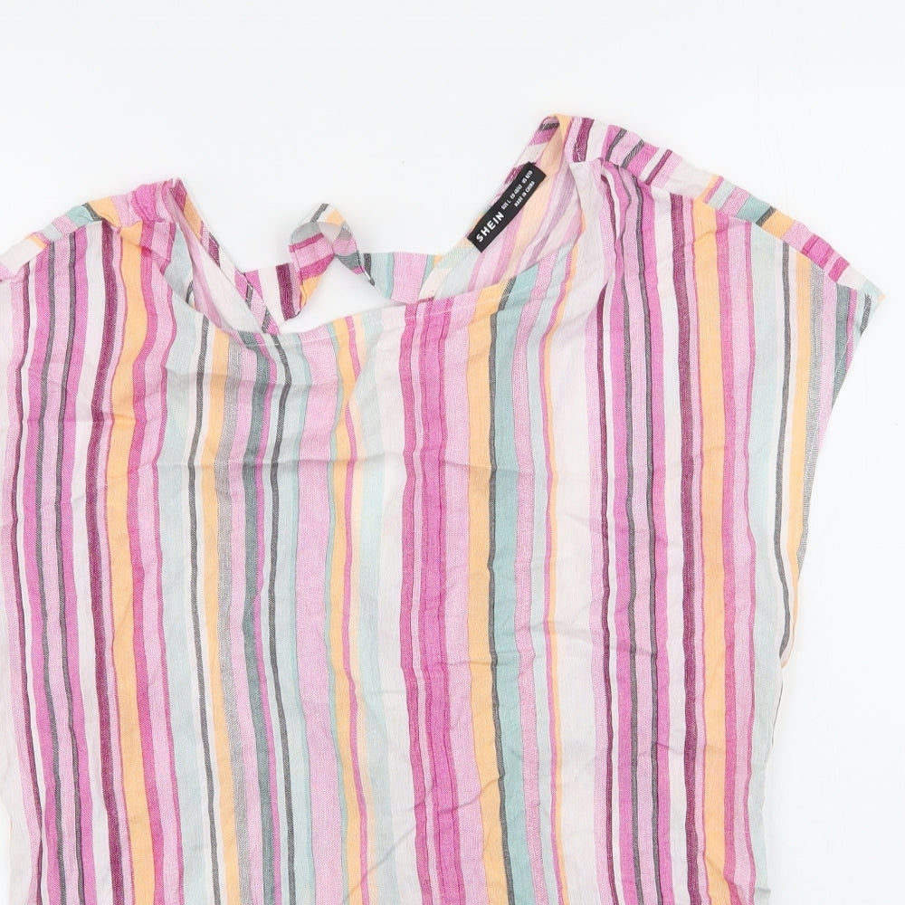 SHEIN  Womens Multicoloured Striped  Basic Blouse Size L