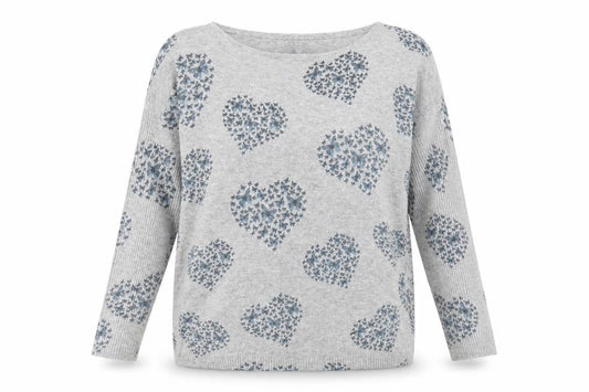 QED London Womens Grey Geometric  Pullover Jumper Size S