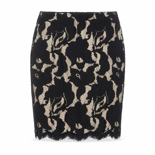 Front view of Max Studio women’s black floral straight & pencil skirt, size M