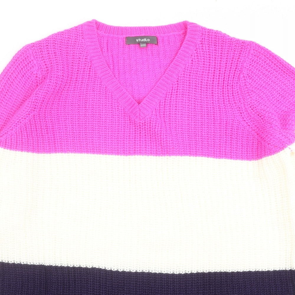 Womens UK Size 12 Studio Multicoloured Pullover Jumper