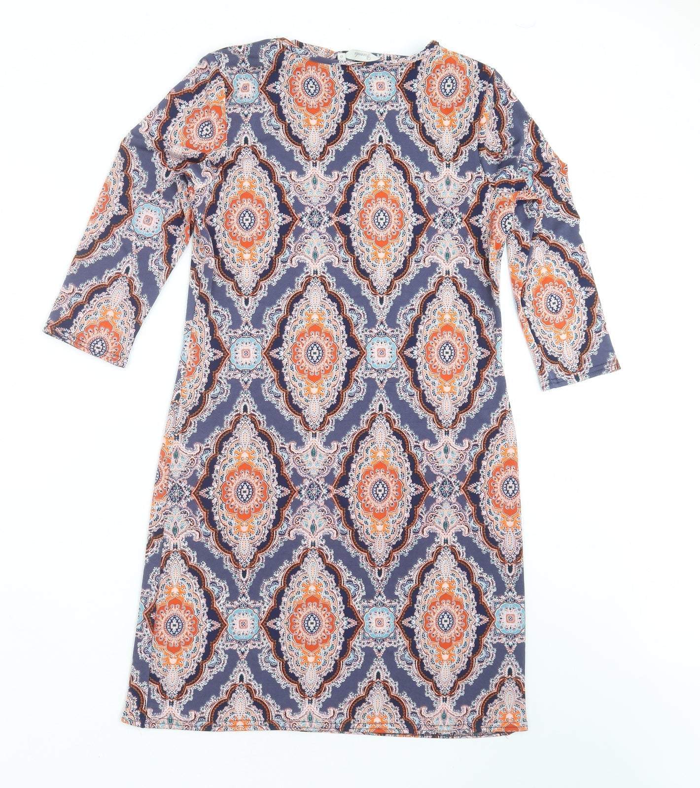 Peacocks Womens Blue Geometric  Shift  Size 10