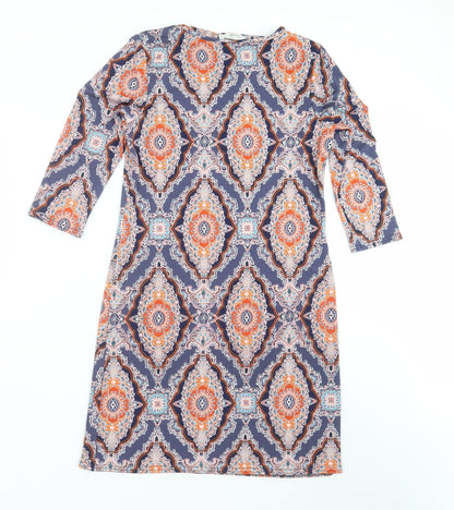 Peacocks Womens Blue Geometric  Shift  Size 10