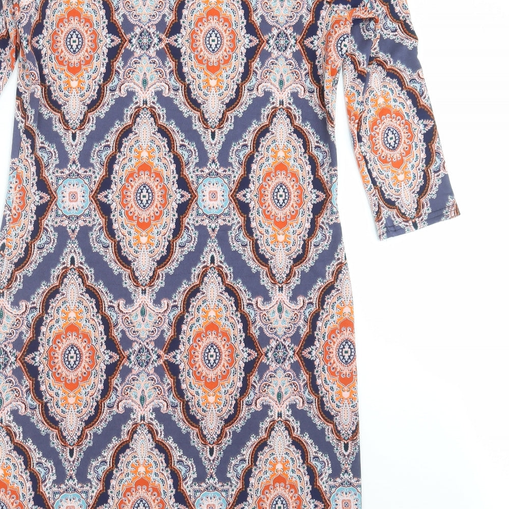 Peacocks Womens Blue Geometric  Shift  Size 10