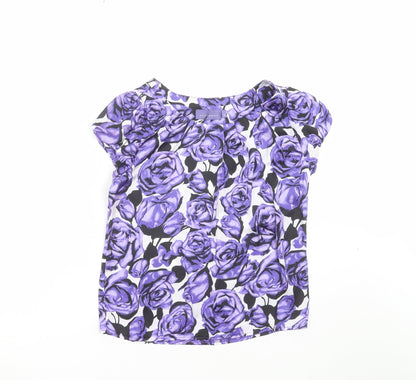 Autonomy Womens Purple Floral  Basic Blouse Size 10
