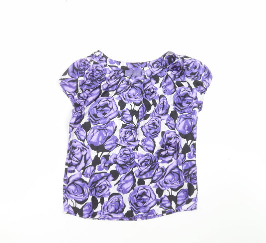 Autonomy Womens Purple Floral  Basic Blouse Size 10