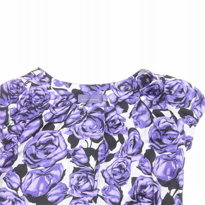 Autonomy Womens Purple Floral  Basic Blouse Size 10