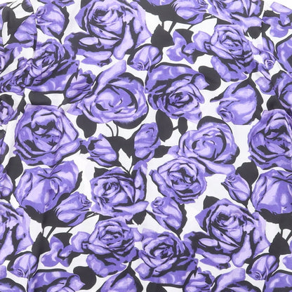 Autonomy Womens Purple Floral  Basic Blouse Size 10