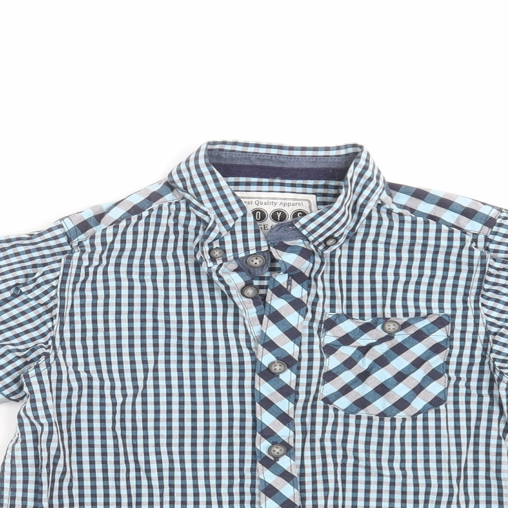 Matalan Boys Blue Check  Basic Button-Up Size 6-7 Years