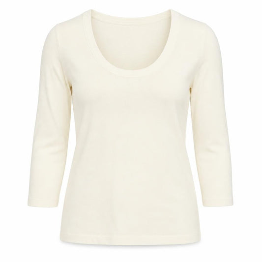 Front view of AMARANTO women’s ivory knit jumper, size UK 12