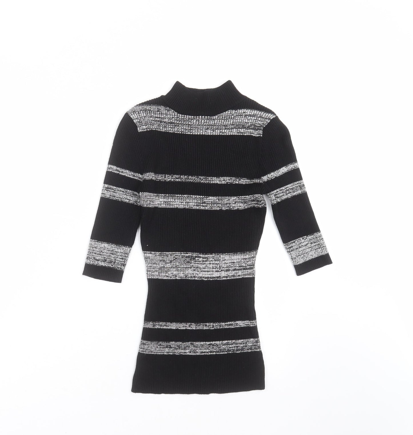 LU NYC Womens Black Striped Knit Pullover Jumper Size M  - stretch fabric
